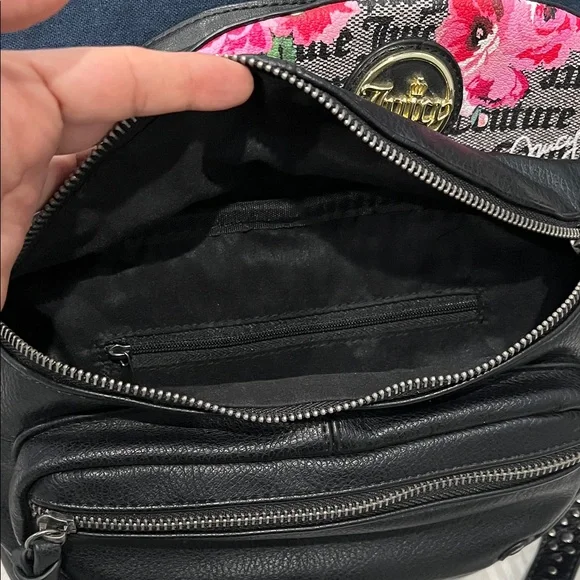 Juicy Couture Black and Floral Crossbody Bag, Black Fanny pack Two piece set - Picture 8 of 8
